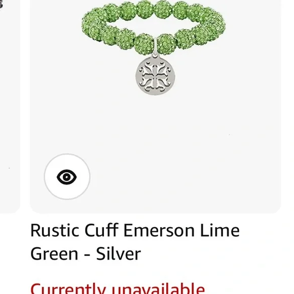 Rustic Cuff Emerson Lime Green Crystal Silver Bead Stretch Bracelet
